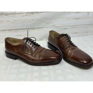 J Johnston Murphy Brown Leather Oxford Toe Cap Dress Shoes Size 11.5 M COMFORT